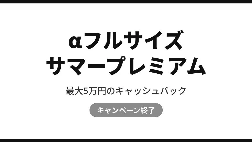 【終了】ソニー「αフルサイズ サマープレミアムキャンペーン」最大5万円